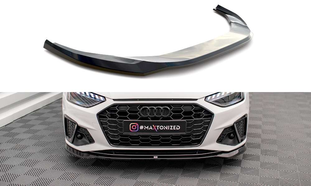 Street+ Spoilerlippe Front Ansatz V.2 passend für Audi A4 S-Line / S4 B9 Facelift schwarz Hochglanz – Ansicht 2