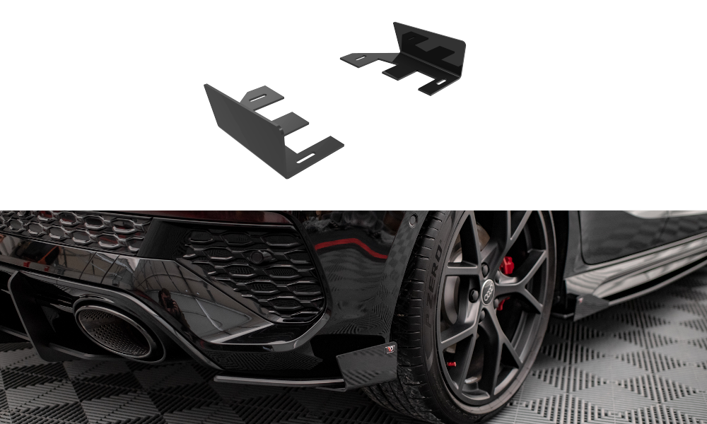 Hintere Seiten Flaps passend für Audi RS3 Sportback 8Y schwarz Hochglanz – Ansicht 2