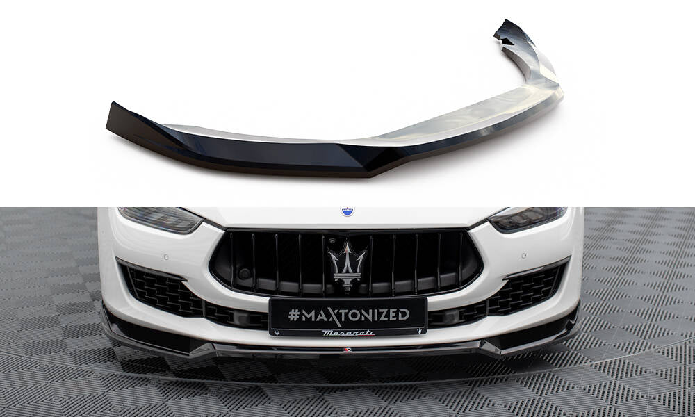 Street+ Spoilerlippe Front Ansatz V.1 passend für Maserati Ghibli Mk3 Facelift schwarz Hochglanz – Ansicht 2
