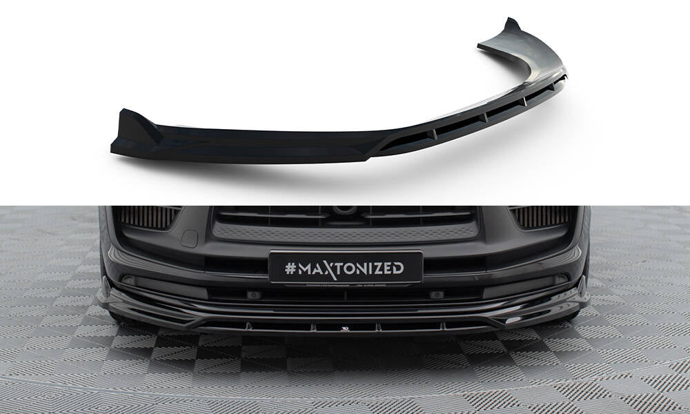 Street+ Spoilerlippe Front Ansatz passend für Porsche Macan GTS Mk1 Facelift 2 schwarz Hochglanz – Ansicht 2