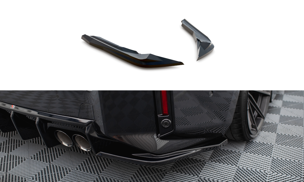 Heck Ansatz Flaps Diffusor V.3 passend für (Für heckansatz v.1) BMW M2 G87 schwarz Hochglanz – Ansicht 2