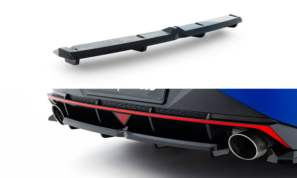 Mittlerer Diffusor Heck Ansatz DTM Look passend für Hyundai Elantra N Mk7 schwarz Hochglanz – Ansicht 2