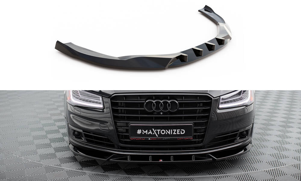 Street+ Spoilerlippe Front Ansatz passend für Audi A8 D4 Facelift schwarz Hochglanz – Ansicht 2