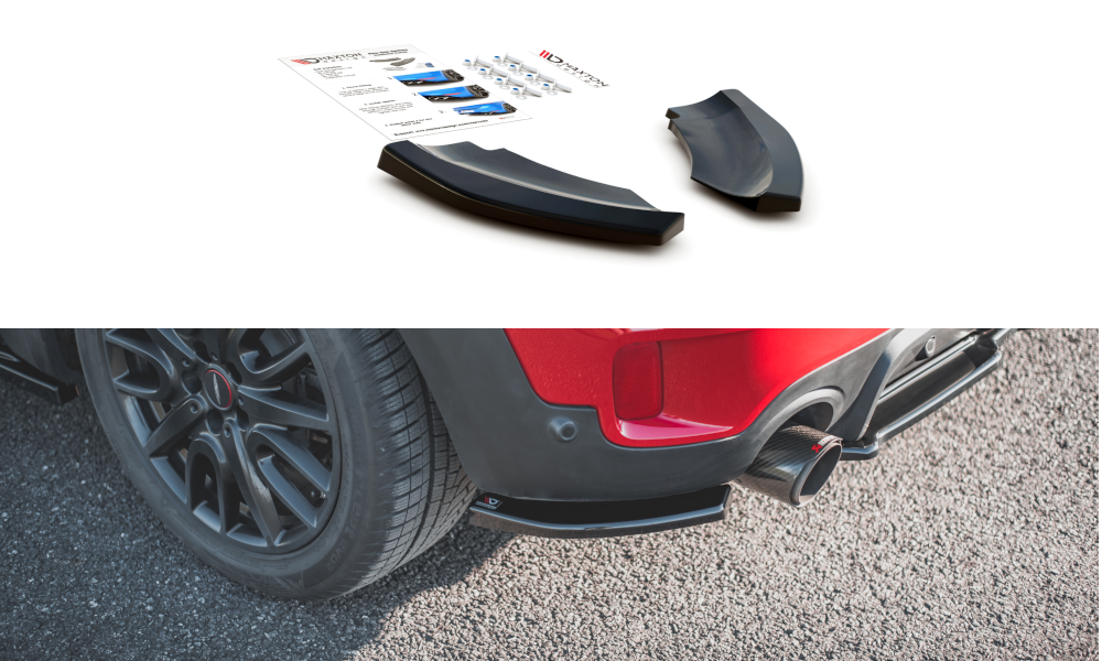 Heck Ansatz Flaps Diffusor passend für Mini Countryman Mk2 F60 JCW schwarz Hochglanz – Ansicht 2