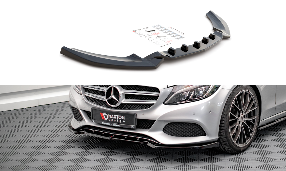 Street+ Spoilerlippe Front Ansatz passend für Mercedes-Benz C W205 schwarz Hochglanz – Ansicht 2