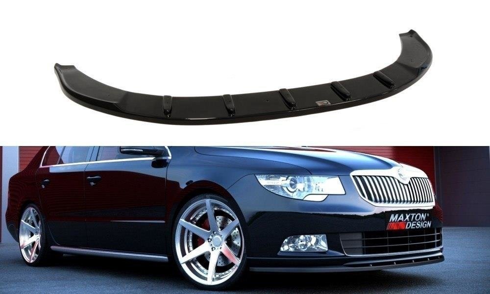 Street+ Spoilerlippe Front Ansatz passend für Skoda Superb Mk2 (Fur Sport Frontansatz) schwarz Hochglanz – Ansicht 2