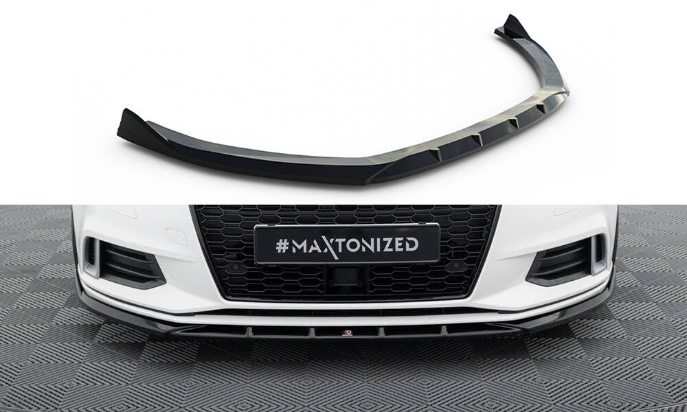 Street+ Spoilerlippe Front Ansatz passend für Audi A3 Limousine 8V Facelift schwarz Hochglanz – Ansicht 2