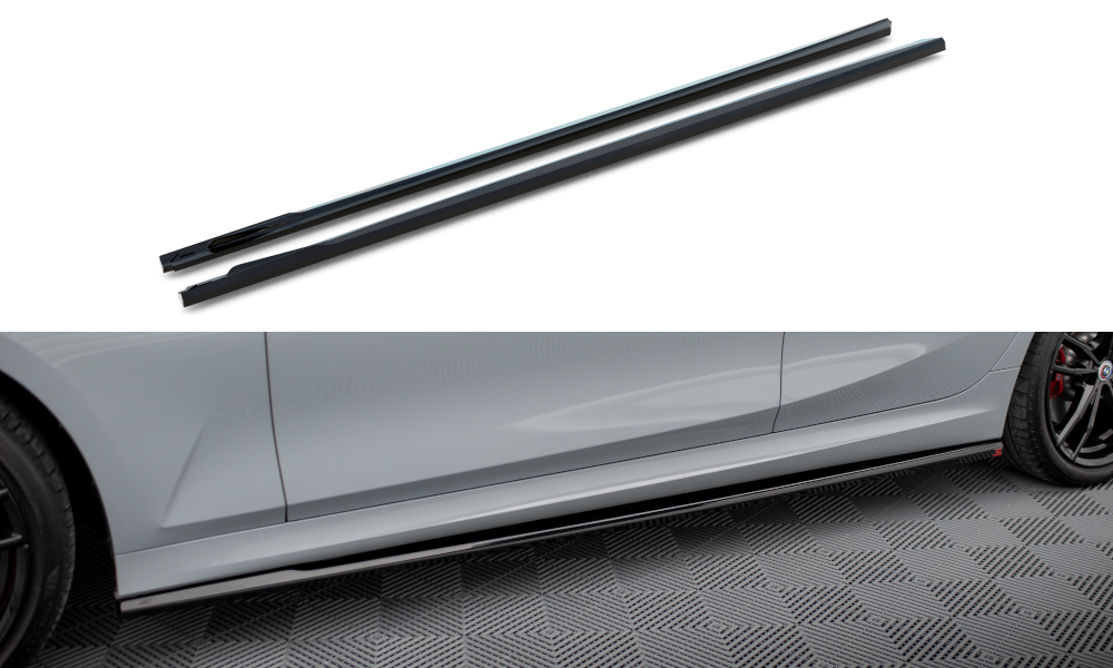 Street+ Seitenschweller Leisten passend für BMW 3er M340i / M-Paket G20 / G21 Facelift schwarz Hochglanz – Ansicht 2
