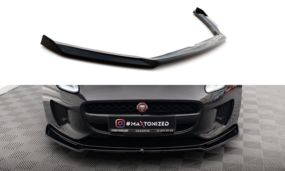 Street+ Spoilerlippe Front Ansatz V.2 passend für Jaguar F-Type X152 Facelift schwarz Hochglanz – Ansicht 2