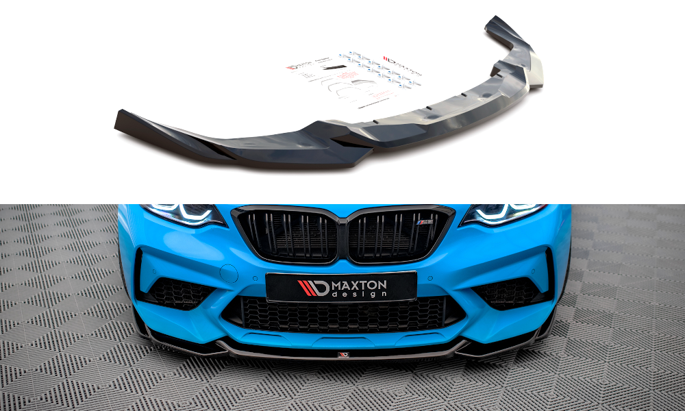 Street+ Spoilerlippe Front Ansatz V.1 passend für BMW M2 Competition F87 schwarz Hochglanz – Ansicht 2