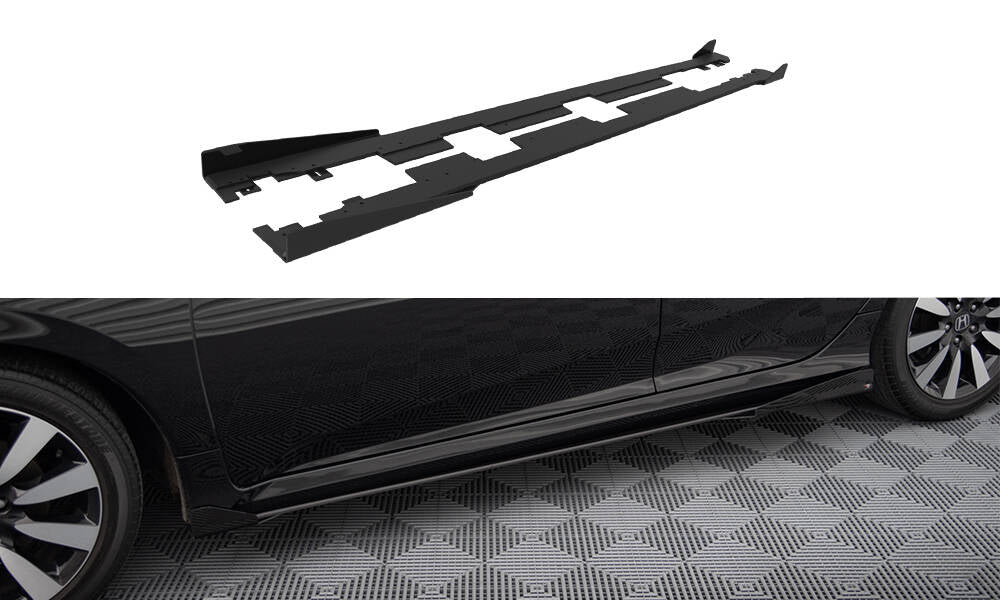 Street Pro Street+ Seitenschweller Leisten + Flaps passend für Honda Civic Mk10 schwarz Hochglanz – Ansicht 2