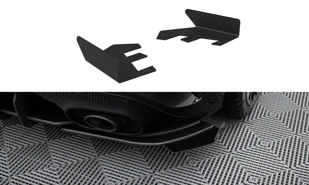 Hintere Seiten Flaps passend für Mercedes-AMG A35 Hatchback W177 schwarz Hochglanz – Ansicht 2