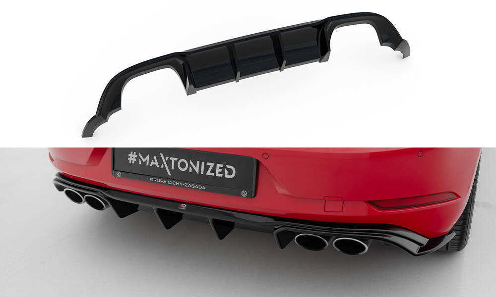 Diffusor Heck Ansatz V.3 passend für VW Golf R Mk7 Facelift schwarz Hochglanz – Ansicht 2