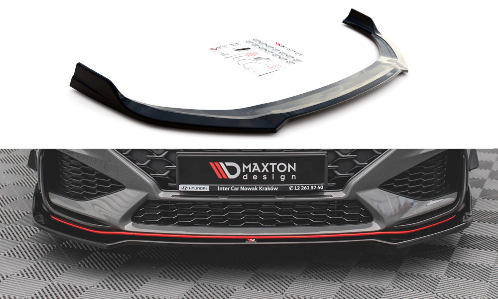 Street+ Spoilerlippe Front Ansatz V.3 passend für Hyundai I30 N / I30 N-Line Hatchback/Fastback Mk3 Facelift schwarz Hochglanz – Ansicht 2