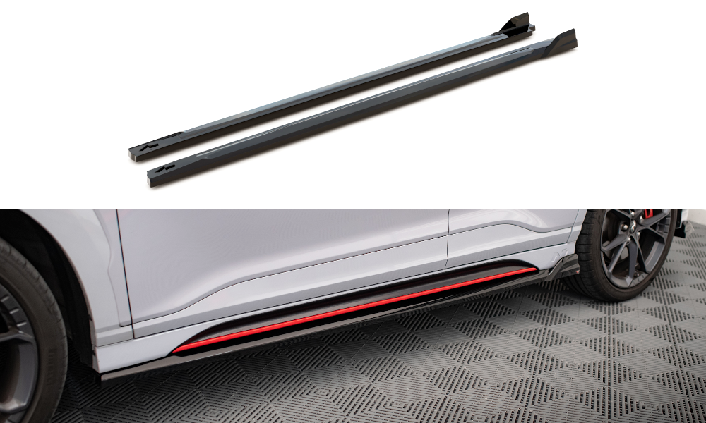 Street+ Seitenschweller Leisten V.2 passend für Hyundai Kona N Mk1 schwarz Hochglanz – Ansicht 2