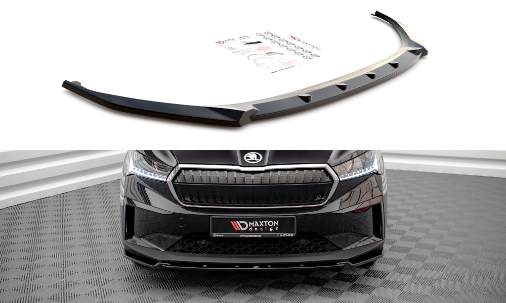Street+ Spoilerlippe Front Ansatz V.2 passend für Skoda Enyaq iV schwarz Hochglanz – Ansicht 2
