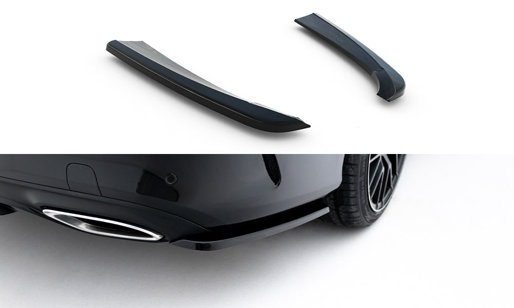 Heck Ansatz Flaps Diffusor passend für Mercedes- Benz C Coupe AMG-Line C205 schwarz Hochglanz – Ansicht 2
