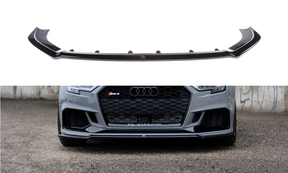 Street+ Spoilerlippe Front Ansatz V.2 passend für Audi RS3 Limousine 8V Facelift schwarz Hochglanz – Ansicht 2