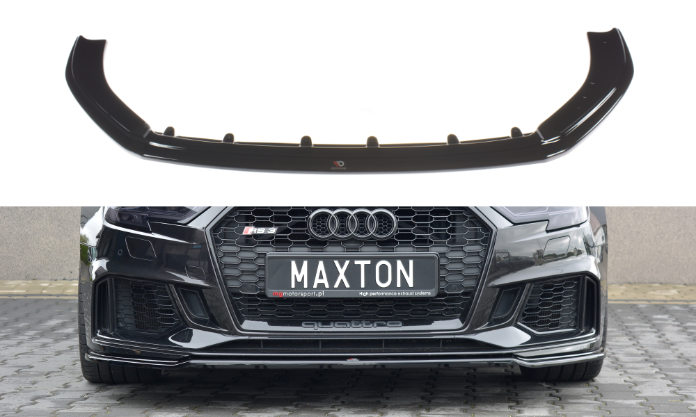Street+ Spoilerlippe Front Ansatz V.2 passend für Audi RS3 Sportback 8V Facelift schwarz Hochglanz – Ansicht 2