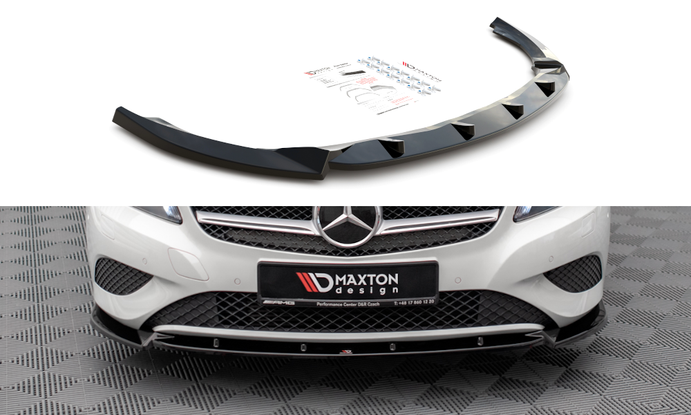 Street+ Spoilerlippe Front Ansatz V.1 passend für Mercedes-Benz A W176 schwarz Hochglanz – Ansicht 2