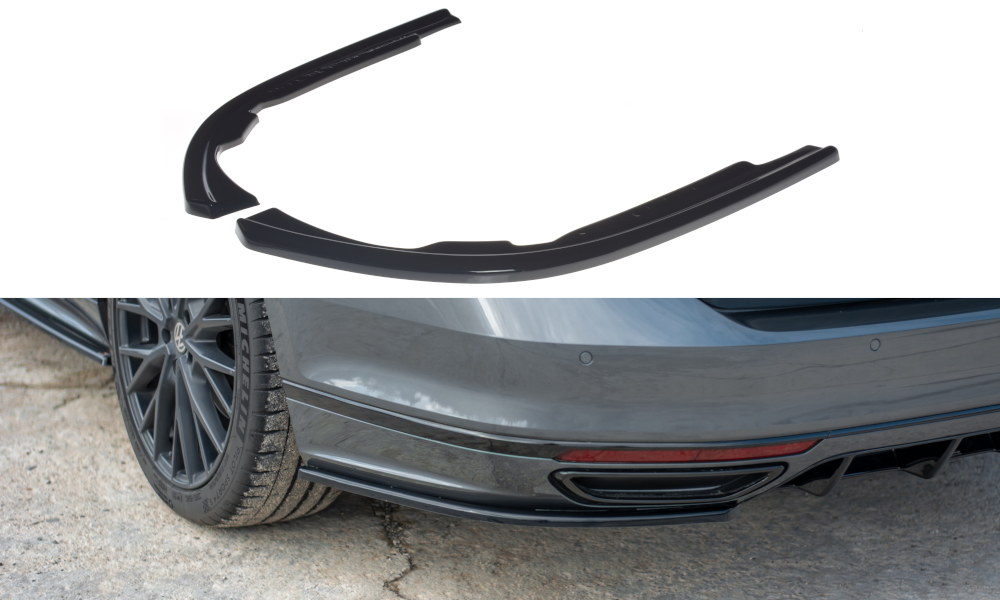 Heck Ansatz Flaps Diffusor passend für VW Passat R-Line B8 schwarz Hochglanz – Ansicht 2