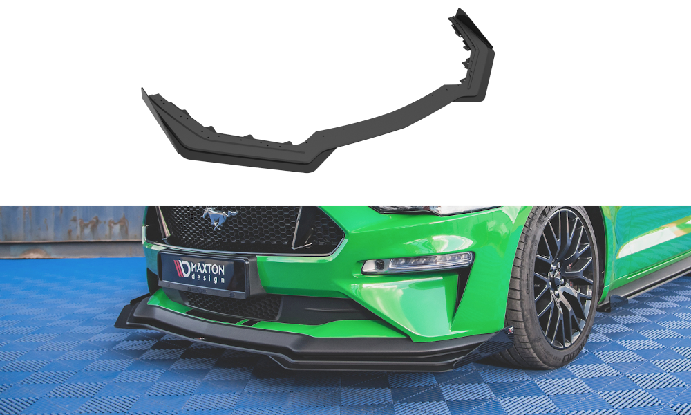 Street Pro Street+ Spoilerlippe Front Ansatz passend für V.1 passend für + Flaps Ford Mustang GT Mk6 Facelift schwarz Hochglanz – Ansicht 2