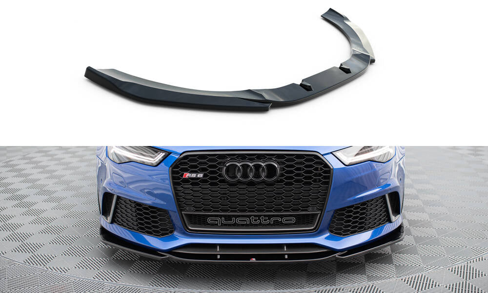 Street+ Spoilerlippe Front Ansatz V.3 passend für Audi RS6 C7 / C7 Facelift schwarz Hochglanz – Ansicht 2