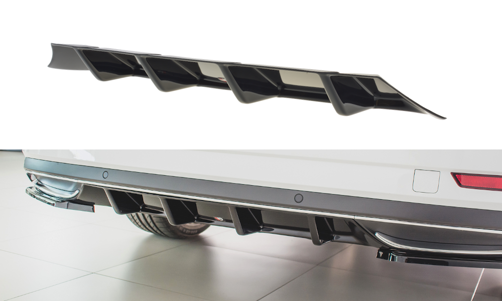 Diffusor Heck Ansatz passend für Skoda Superb Liftback / Combi Mk3 FL schwarz Hochglanz – Ansicht 2