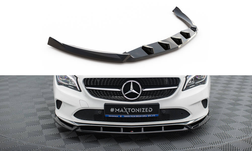 Street+ Spoilerlippe Front Ansatz passend für Mercedes-Benz CLA C117 Facelift schwarz Hochglanz – Ansicht 2