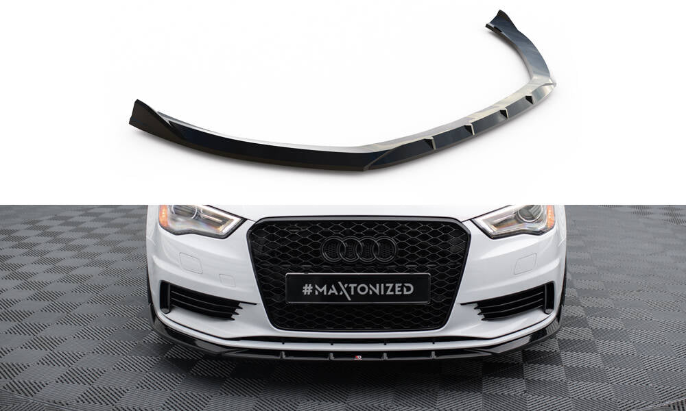 Street+ Spoilerlippe Front Ansatz V.1 passend für Audi A3 Limousine 8V schwarz Hochglanz – Ansicht 2