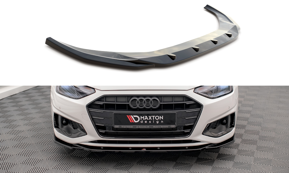 Street+ Spoilerlippe Front Ansatz V.2 passend für Audi A4 B9 Facelift schwarz Hochglanz – Ansicht 2