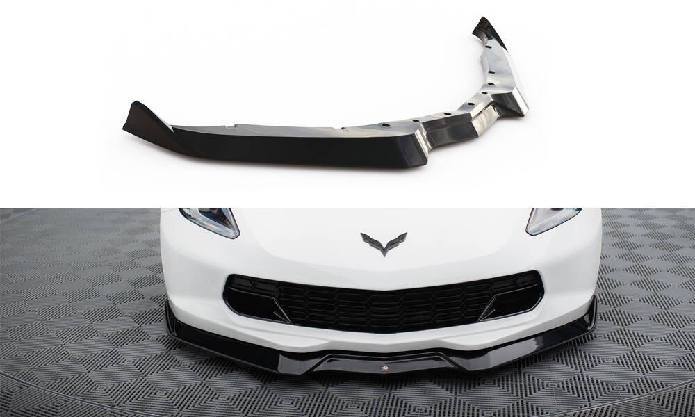 Street+ Spoilerlippe Front Ansatz V.2 passend für Chevrolet Corvette Stingray / Z06 C7 schwarz Hochglanz – Ansicht 2