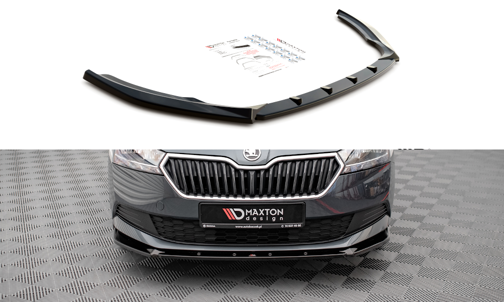 Street+ Spoilerlippe Front Ansatz passend für Skoda Fabia Mk3 Facelift schwarz Hochglanz – Ansicht 2