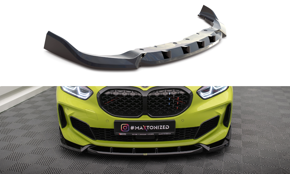 Street+ Spoilerlippe Front Ansatz V.7 passend für BMW 1er M-Paket / M135i / 128ti F40  schwarz Hochglanz – Ansicht 2