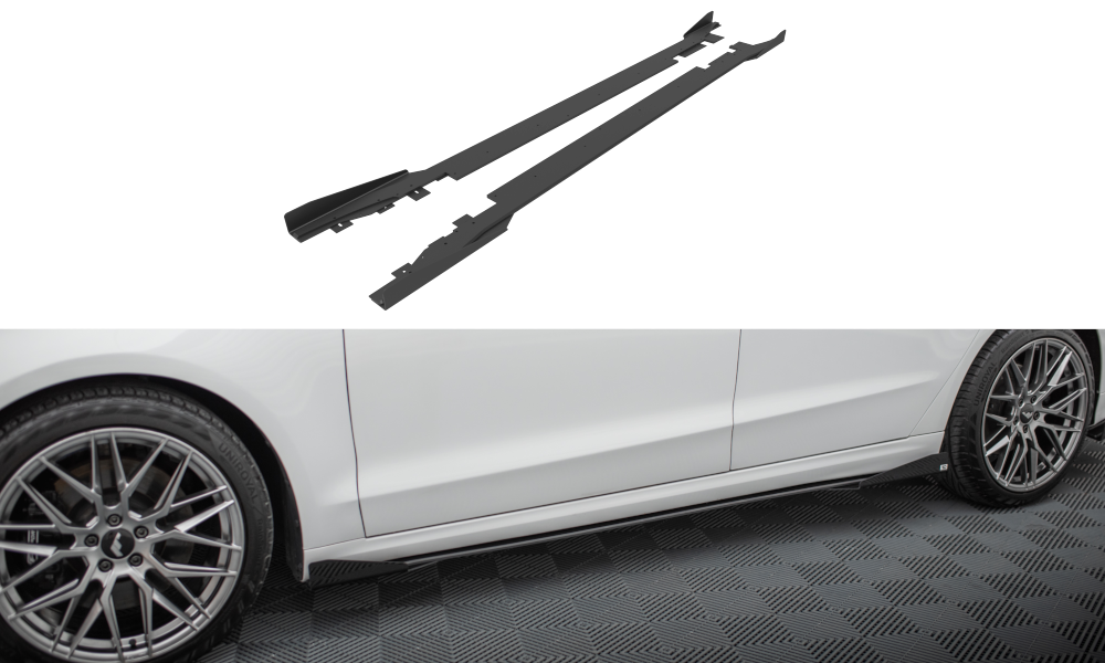 Street Pro Street+ Seitenschweller Leisten + Flaps passend für Ford Mondeo Sport Mk5 Facelift / Fusion Sport Mk2 Facelift schwarz Hochglanz – Ansicht 2