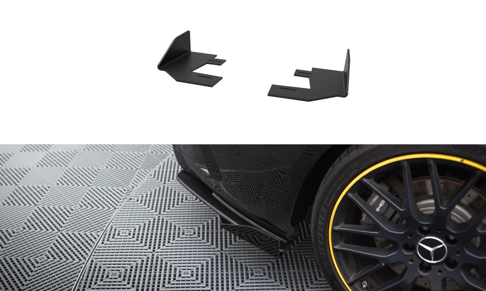 Hintere Seiten Flaps passend für Mercedes-AMG CLA 45 C117 Facelift schwarz Hochglanz – Ansicht 2