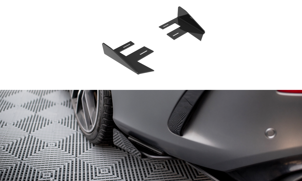 Hintere Seiten Flaps passend für Mercedes-AMG C43 Coupe / Cabrio C205  Facelift / A205 Facelift schwarz Hochglanz – Ansicht 2