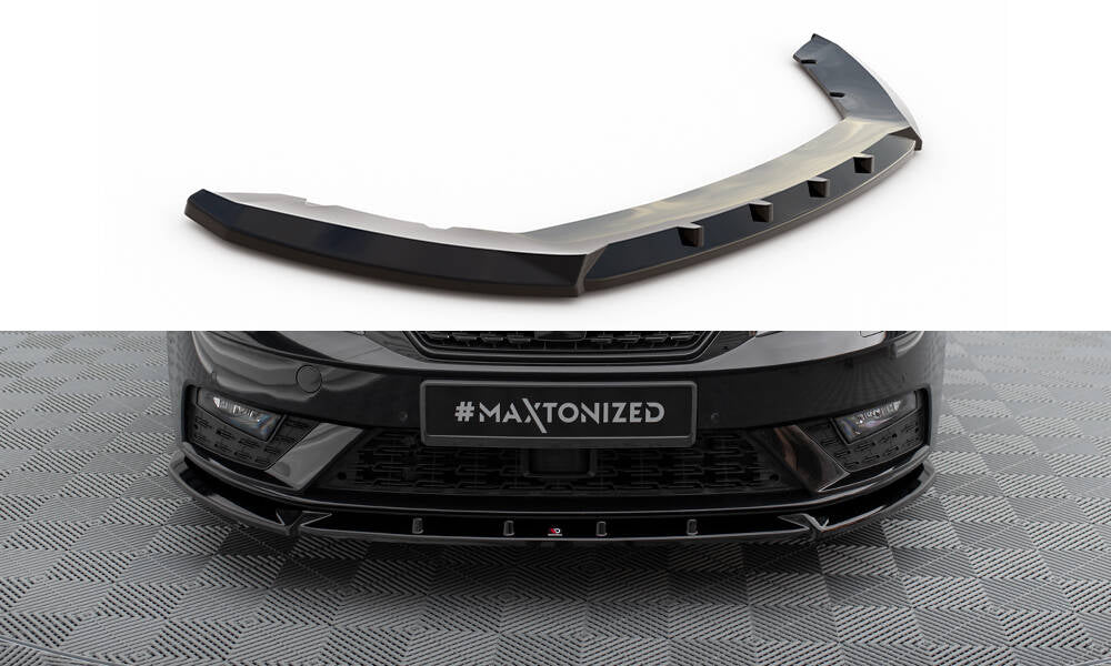 Street+ Spoilerlippe Front Ansatz V.1 passend für Seat Leon Mk3 Facelift schwarz Hochglanz – Ansicht 2