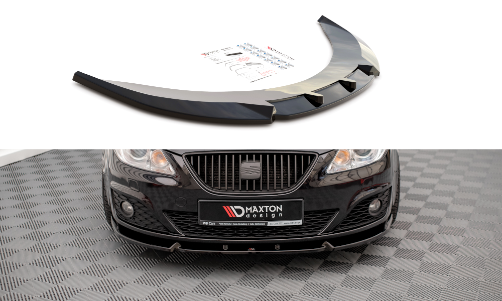 Street+ Spoilerlippe Front Ansatz V.1 passend für Seat Exeo schwarz Hochglanz – Ansicht 2