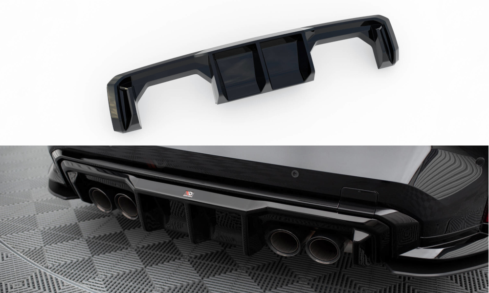 Diffusor Heck Ansatz passend für BMW M3 Limousine / Touring G80 / G81 schwarz Hochglanz – Ansicht 2
