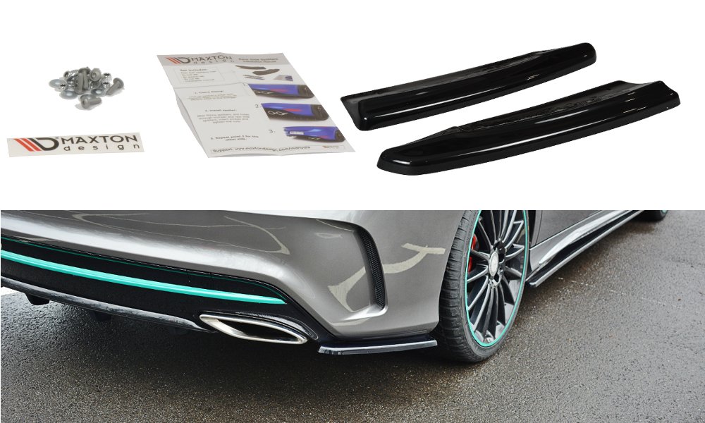 Heck Ansatz Flaps Diffusor passend für Mercedes-Benz CLA AMG-Line C117  schwarz Hochglanz – Ansicht 2