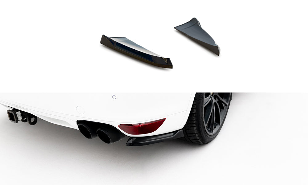 Heck Ansatz Flaps Diffusor passend für Porsche Cayenne Turbo / Standard Mk2 schwarz Hochglanz – Ansicht 2