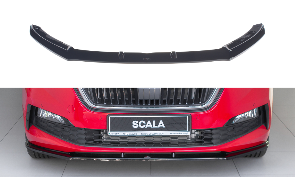 Street+ Spoilerlippe Front Ansatz V.1 passend für Skoda Scala schwarz Hochglanz – Ansicht 2