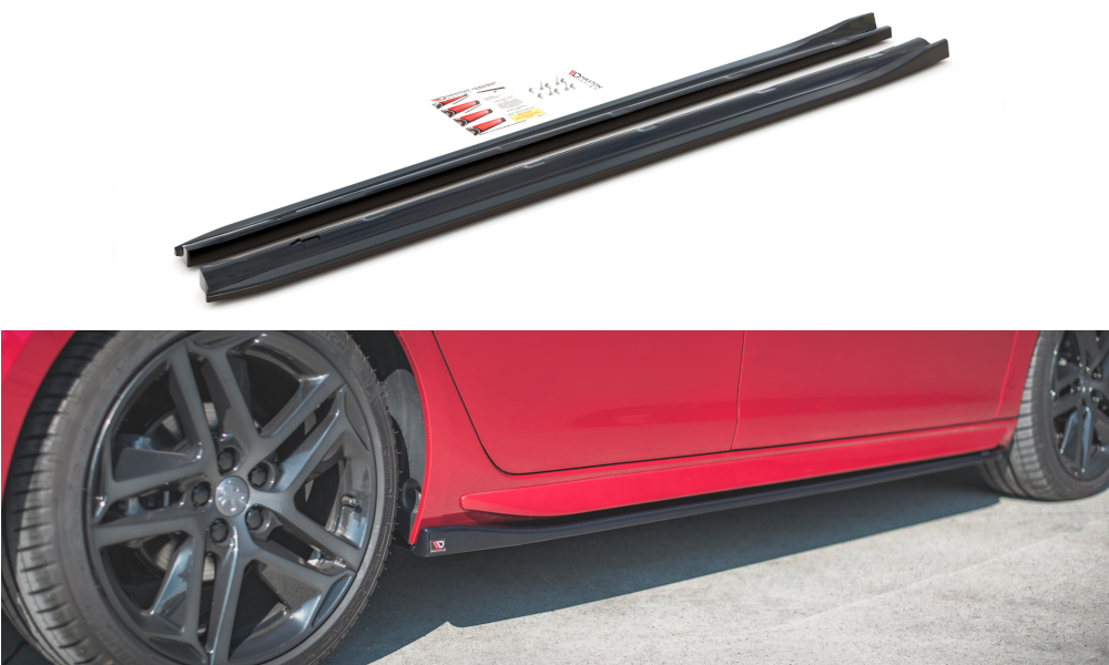 Street+ Seitenschweller Leisten passend für Peugeot 308 GT Mk2 Facelift schwarz Hochglanz – Ansicht 2