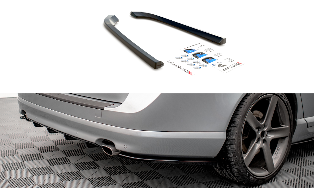 Heck Ansatz Flaps Diffusor passend für Volvo V70 Mk3 schwarz Hochglanz – Ansicht 2