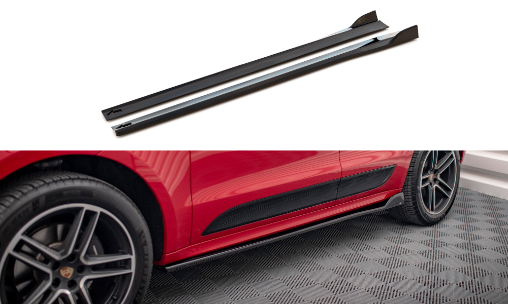 Street+ Seitenschweller Leisten V.2 passend für Porsche Macan Mk1  schwarz Hochglanz – Ansicht 2