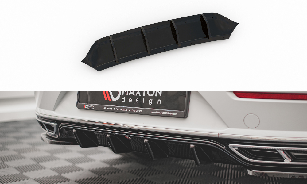 Diffusor Heck Ansatz passend für VW Arteon R-Line Limousine / Shooting Brake Mk1 Facelift schwarz Hochglanz – Ansicht 2
