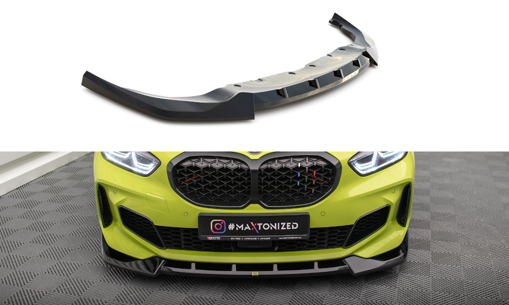 Street+ Spoilerlippe Front Ansatz V.6 passend für BMW 1er M-Paket / M135i / 128ti F40  schwarz Hochglanz – Ansicht 2