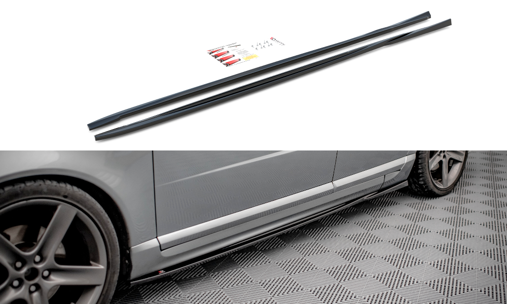 Street+ Seitenschweller Leisten passend für Volvo V70 Mk3 schwarz Hochglanz – Ansicht 2