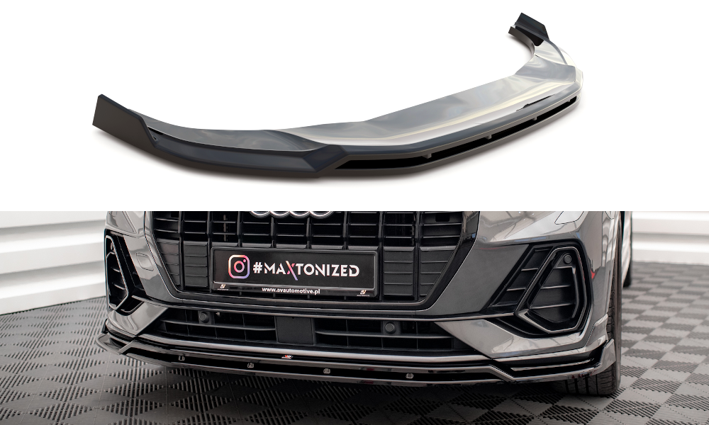 Street+ Spoilerlippe Front Ansatz V.4 passend für Audi Q3 Sportback / SUV S-Line F3 schwarz Hochglanz – Ansicht 2